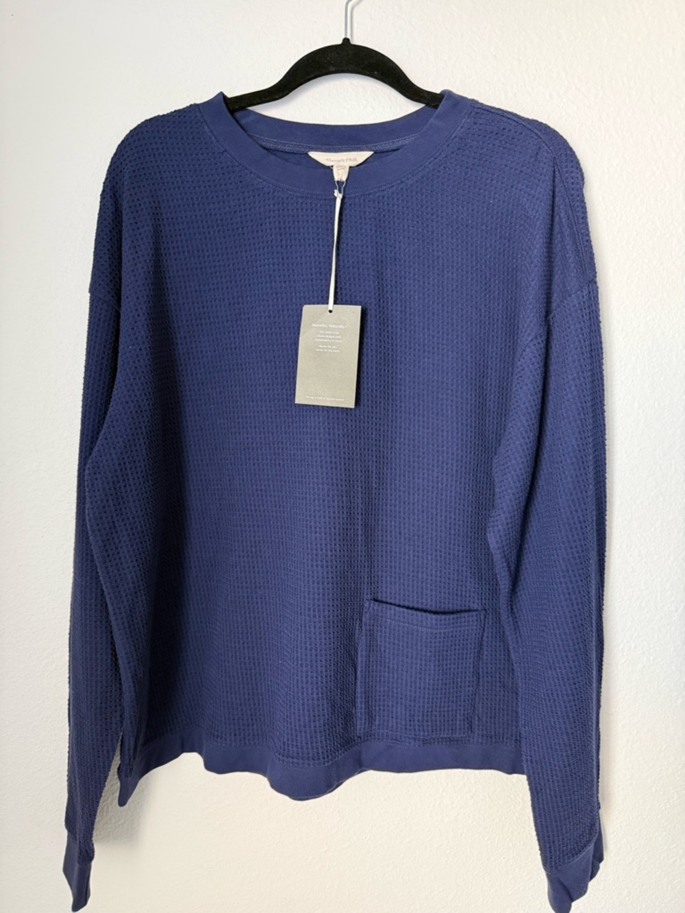 Garnet Hill Navy Waffle Knit Top S2